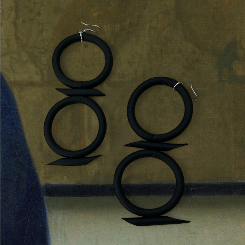 Black Double Hoop Earrings